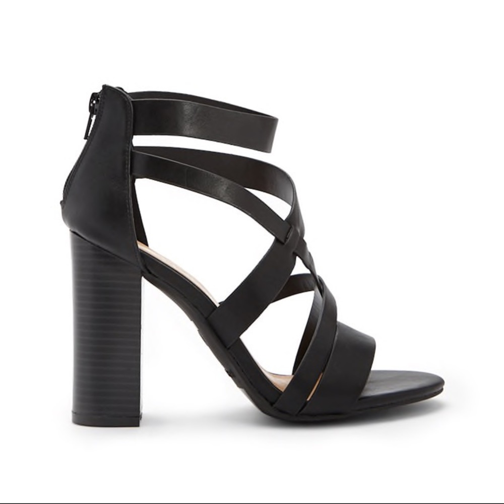 Black strapped heels